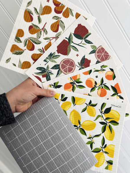 Ten and Co. Swedish Sponge Cloths - 5 Pack Winter Fruit