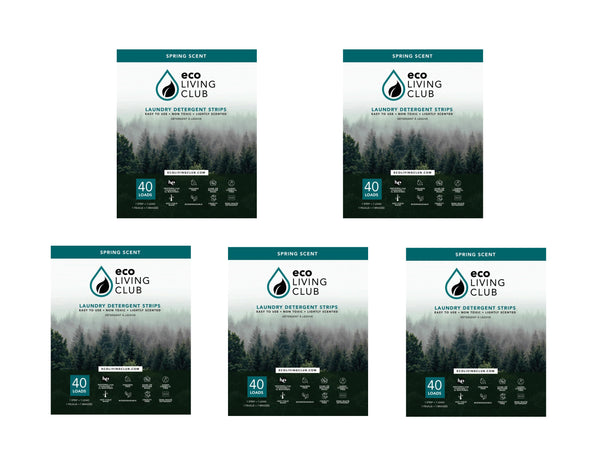 Eco Living Club Laundry Detergent Strips - 5-Pack Bundle (200+ Loads)