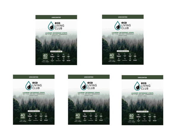 Eco Living Club Laundry Detergent Strips - 5-Pack Bundle (200+ Loads)