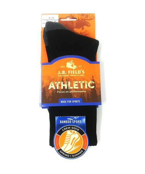 J.B. Fields Premium Athletic Bamboo Sport Crew Socks - 3-Pack