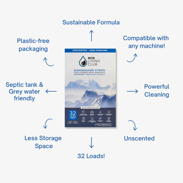 Eco Living Club Dish Washer Detergent Strips - Bulk Pack (500+ Loads)