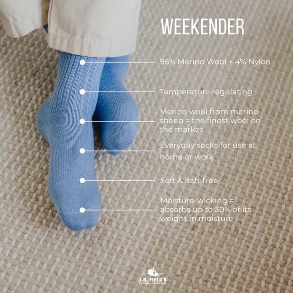 J.B. Fields Weekender Merino Wool Socks - Adult 🇨🇦