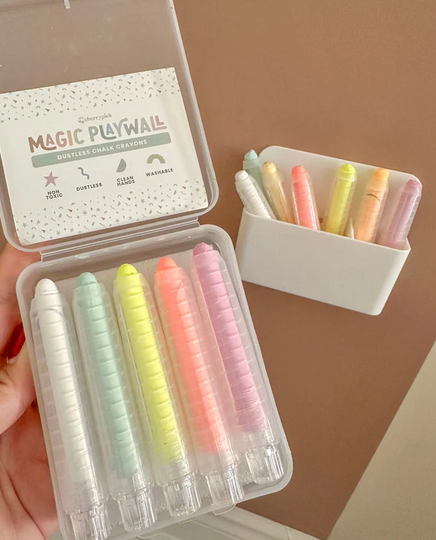 Magic Playwall Dustless Chalk Crayons + Magnetic Holder 🇨🇦
