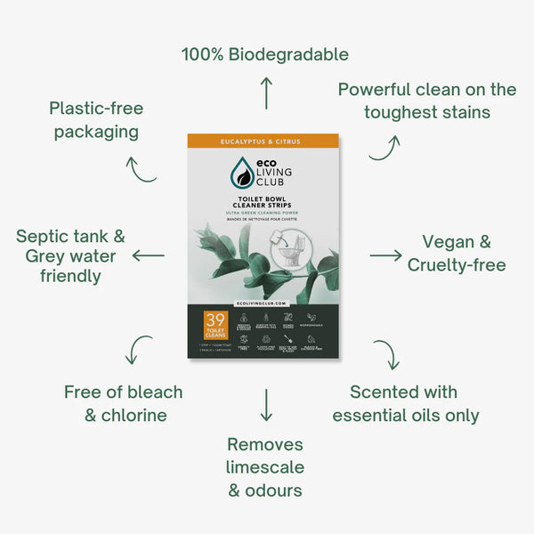 Eco Living Club Toilet Bowl Cleaner Strips - Bulk Pack (750+ Cleans)