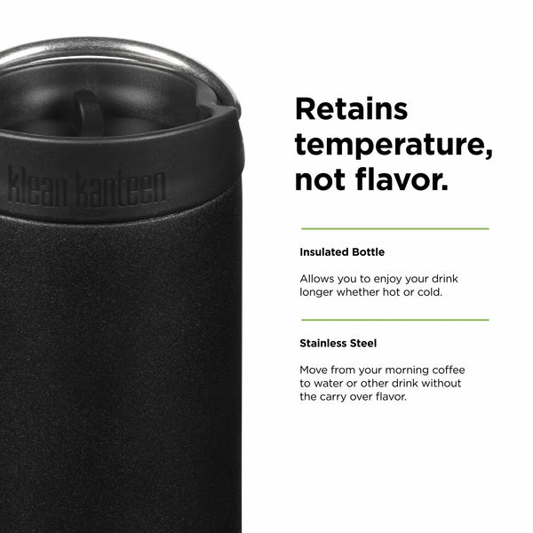Klean Kanteen Insulated 16oz Water Bottle with Twist Straw Cap