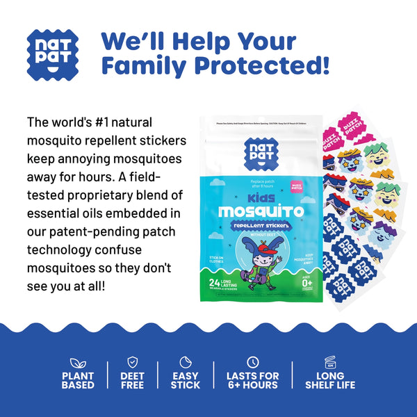NatPat Buzzpatch Mosquito Repellent Stickers - 3-Pack (72 Stickers)
