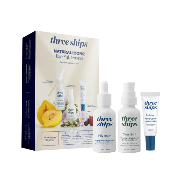 Three Ships Natural Icons Set: Jelly Drops Serum + Skin Hero Serum + Radiance Ultra-Hydrating Cream  🇨🇦