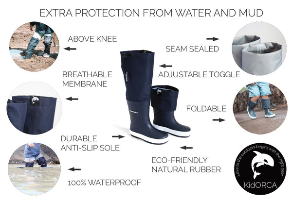KidORCA Rain Boots with Above Knee Waders - CLEARANCE 🇨🇦